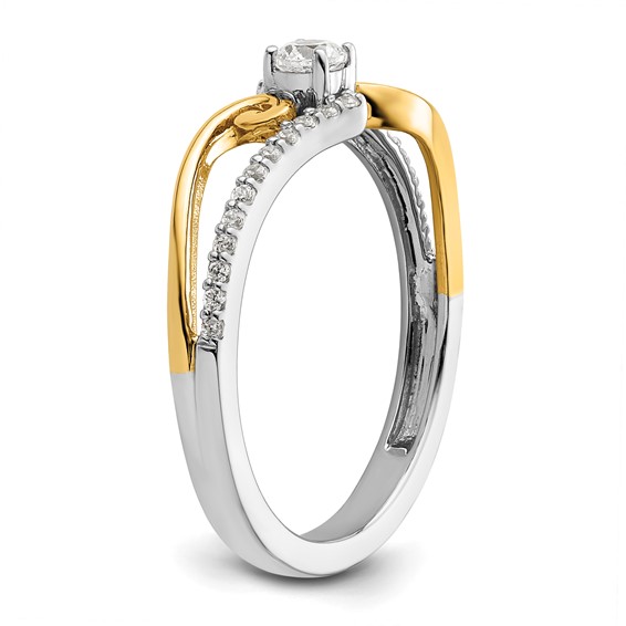 14k Two-tone ByPass Round Complete Diamond Promise/Engagement Ring