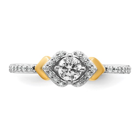 14k Two-tone Complete Diamond Round Center Engagement Ring
