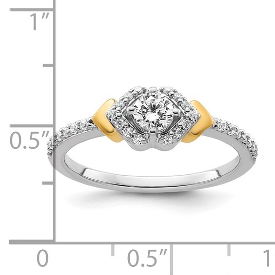 14k Two-tone Complete Diamond Round Center Engagement Ring