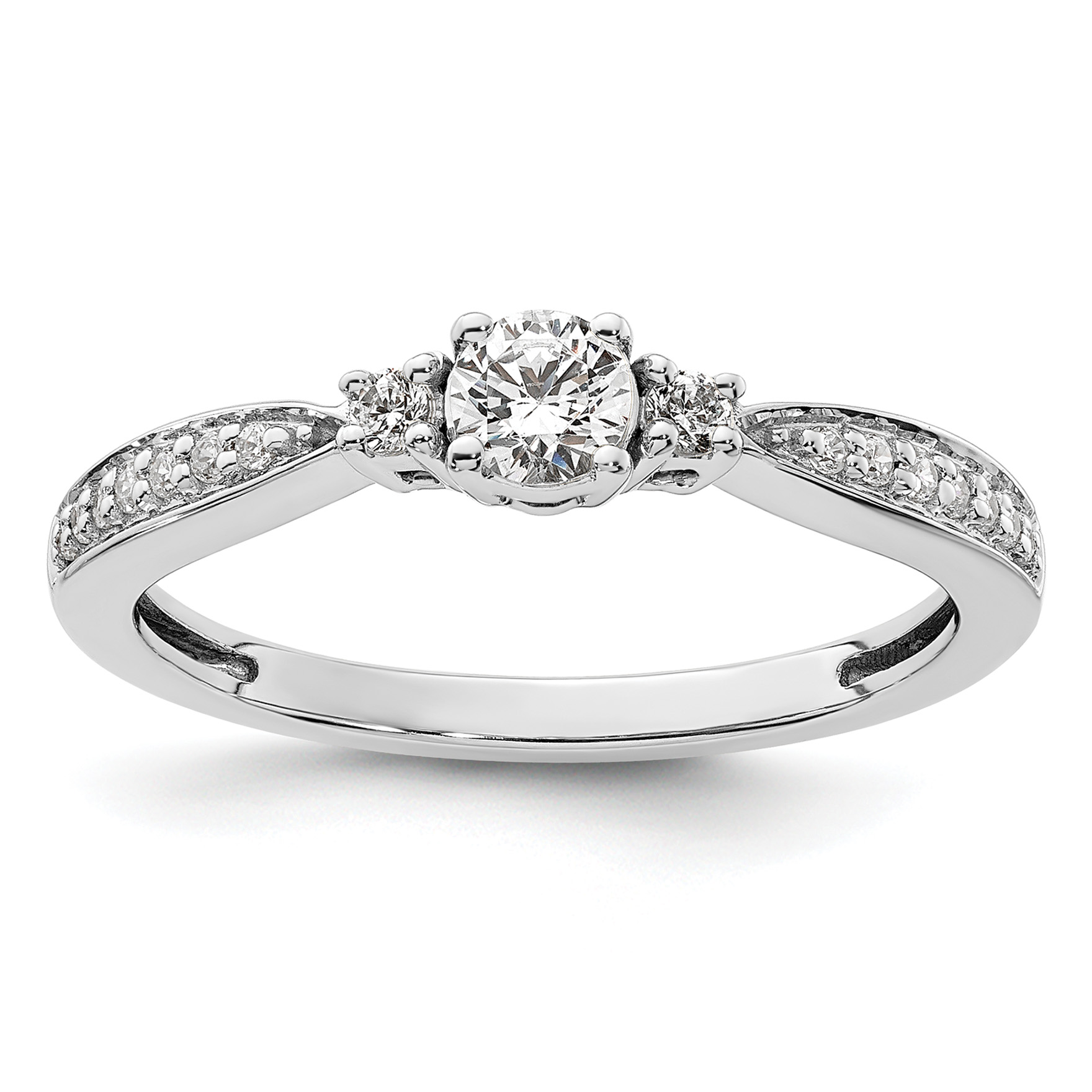 10k White Gold 1/3 carat Lab Grown Diamond VS/SI+ G+ Complete Petite Engagement Ring (RM9578-033-7WLG)