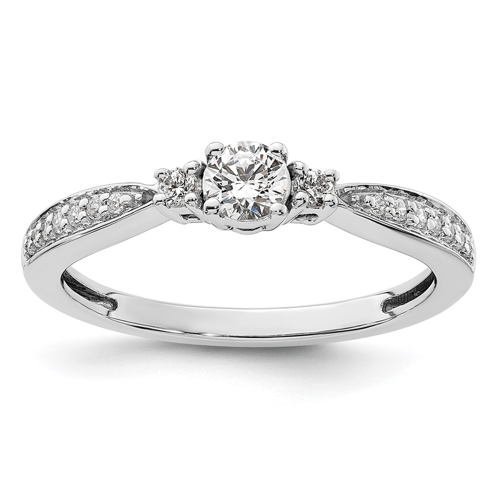 10k White Gold 1/3 carat Lab Grown Diamond VS/SI+ G+ Complete Petite Engagement Ring (RM9578-033-7WLG)