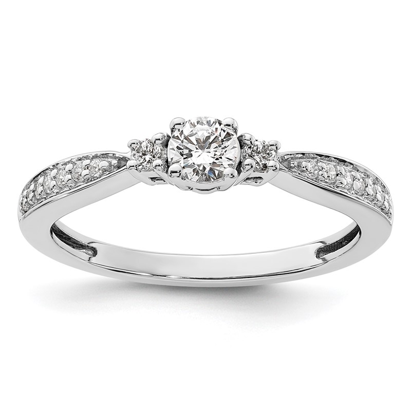 10k White Gold 1/3 carat Lab Grown Diamond VS/SI+ G+ Complete Petite Engagement Ring