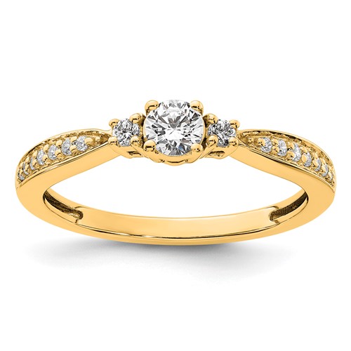 10K Yellow Gold 0.33 Carat Lab Grown Diamond VS SI+ G+ Complete Petite Engagement Ring