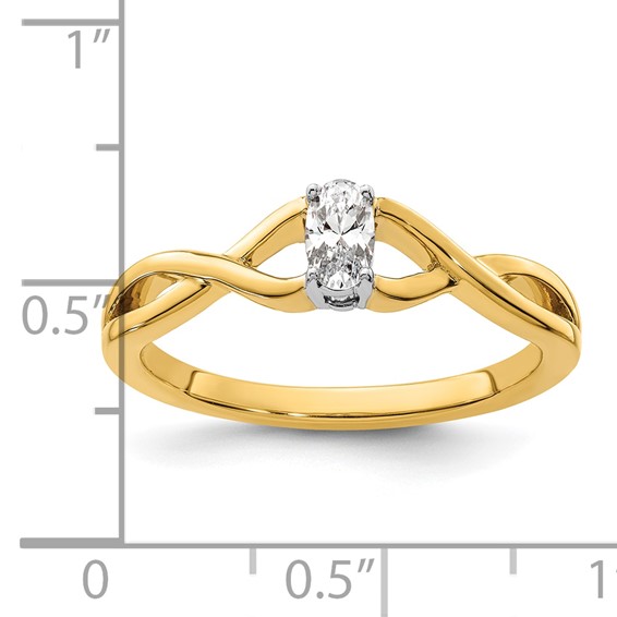 14k Two-tone Oval Complete Diamond Promise/Engagement Ring