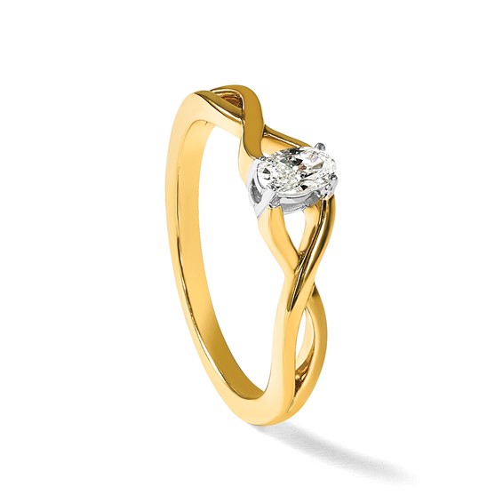 14k Two-tone Oval Complete Diamond Promise/Engagement Ring