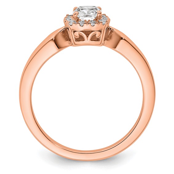 14k Rose Gold Semi-mount Diamond Princess Halo Engagement Ring