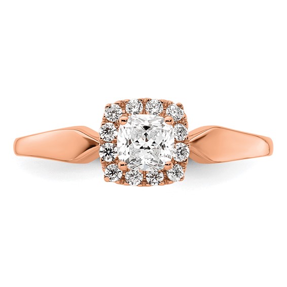 14k Rose Gold Semi-mount Diamond Princess Halo Engagement Ring