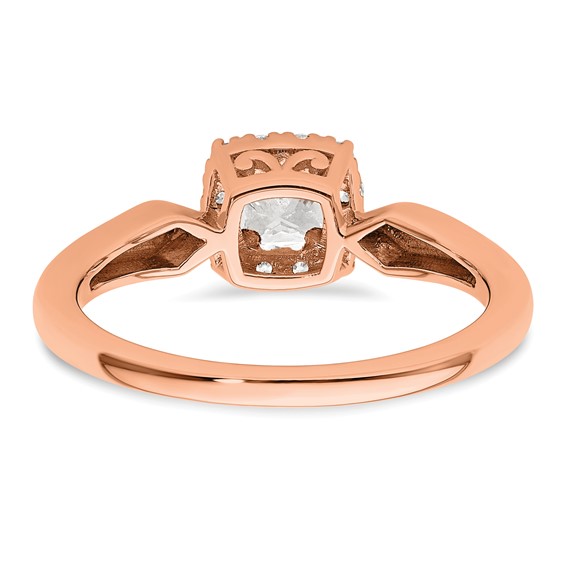 14k Rose Gold Semi-mount Diamond Princess Halo Engagement Ring