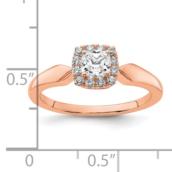 14k Rose Gold Semi-mount Diamond Princess Halo Engagement Ring