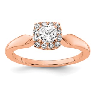 14k Rose Gold Semi-mount Diamond Princess Halo Engagement Ring