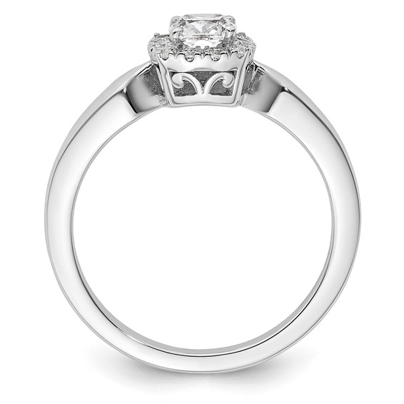 14k White Gold Semi-mount Diamond Princess Halo Engagement Ring
