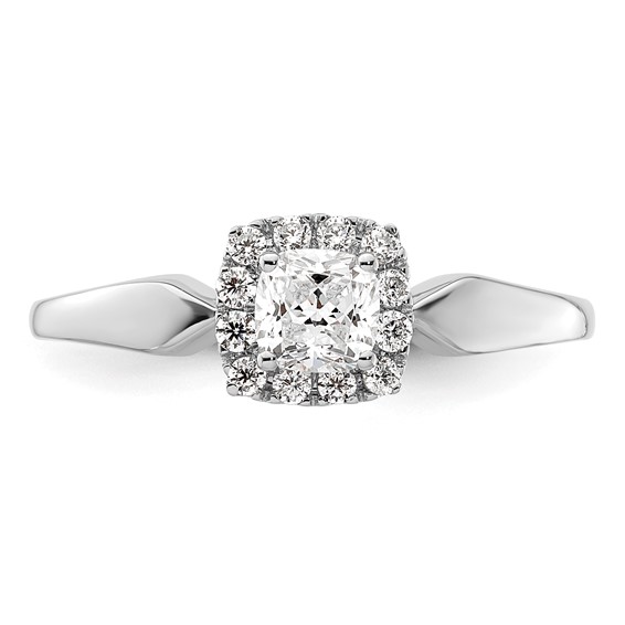 14k White Gold Semi-mount Diamond Princess Halo Engagement Ring