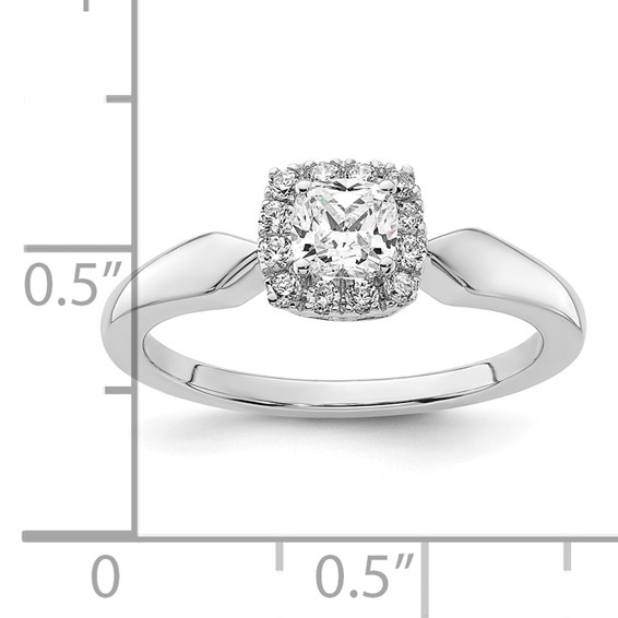 14k White Gold Semi-mount Diamond Princess Halo Engagement Ring