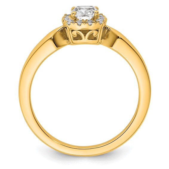 14k Semi-mount Diamond Princess Halo Engagement Ring