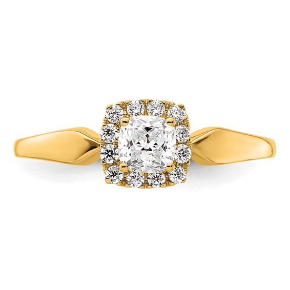 14k Semi-mount Diamond Princess Halo Engagement Ring