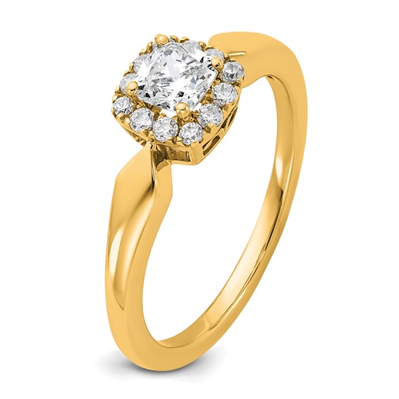 14k Semi-mount Diamond Princess Halo Engagement Ring
