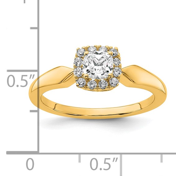 14k Semi-mount Diamond Princess Halo Engagement Ring