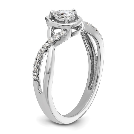14k White Gold Pear Ctr Diamond Complete Promise/Engagement Ring