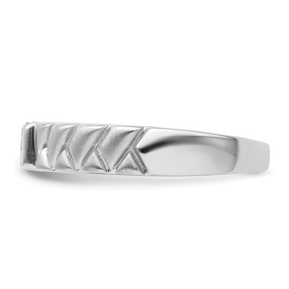 14k White Gold Polish & Satin Woven Design Diamond Mens Wedding Band