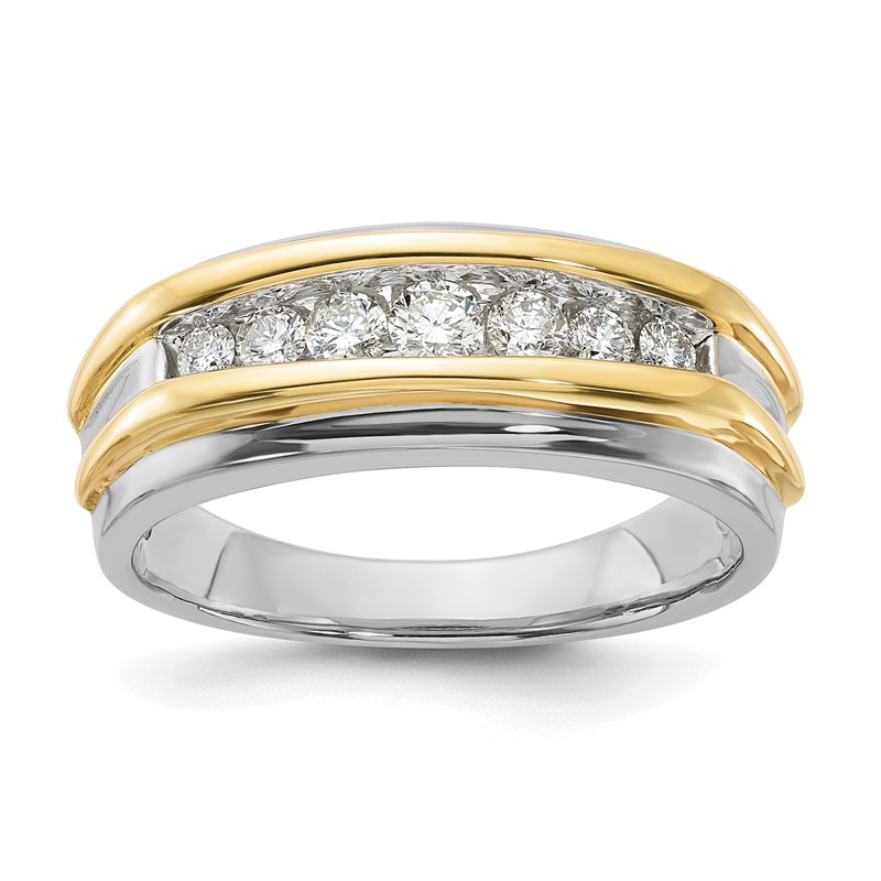 IBGoodman 10k Two Tone 1/2 carat Lab Grown Diamond VS/SI+ G+ Seven Stone Complete Men's Ring