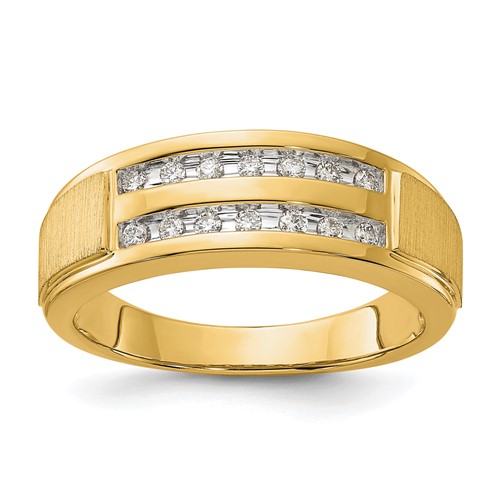 IBGoodman 10K Yellow Gold 0.20 Carat Lab Grown Diamond VS SI+ G+ Complete Double Row Men's Ring