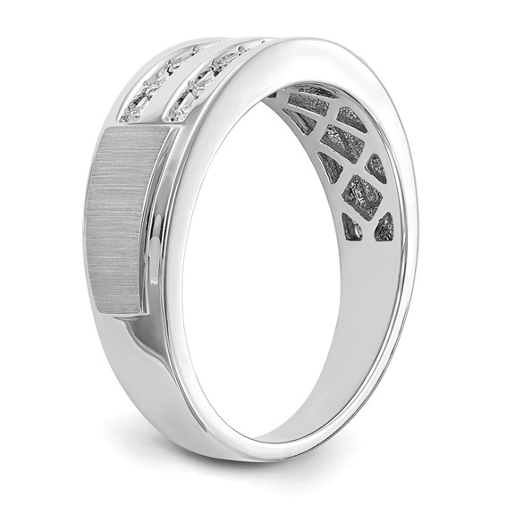 IBGoodman 10k White Gold 1/5 carat Lab Grown Diamond VS/SI+ G+ Complete Double Row Men's Ring