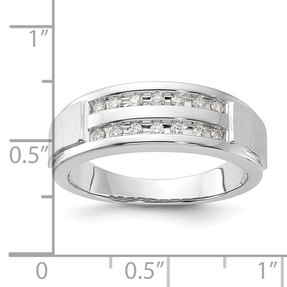 IBGoodman 10k White Gold 1/5 carat Lab Grown Diamond VS/SI+ G+ Complete Double Row Men's Ring