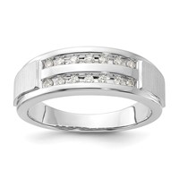 IBGoodman 10K White Gold 0.20 Carat Lab Grown Diamond VS SI+ G+ Complete Double Row Men's Ring view 1