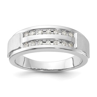 IBGoodman 10k White Gold 1/5 carat Lab Grown Diamond VS/SI+ G+ Complete Double Row Men's Ring