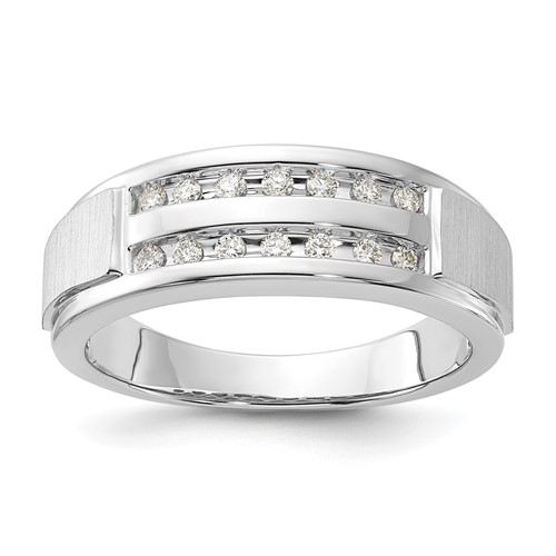 IBGoodman 10K White Gold 0.20 Carat Lab Grown Diamond VS SI+ G+ Complete Double Row Men's Ring