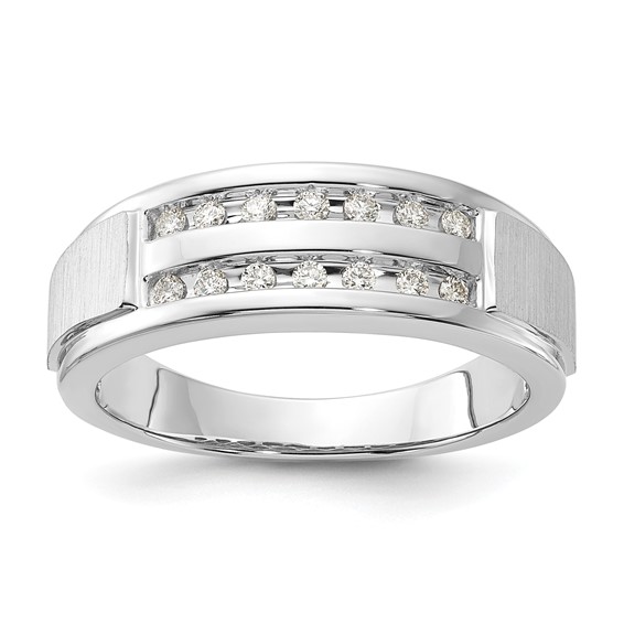 IBGoodman 10k White Gold 1/5 carat Lab Grown Diamond VS/SI+ G+ Complete Double Row Men's Ring