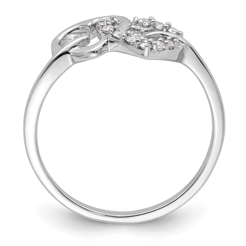 14k White Gold 1/8 carat Lab Grown Diamond VS/SI+ G+ Complete Double Heart Ring