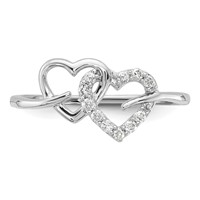 14K White Gold 0.12 Carat Lab Grown Diamond VS SI+ G+ Complete Double Heart Ring view 4