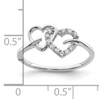 14K White Gold 0.12 Carat Lab Grown Diamond VS SI+ G+ Complete Double Heart Ring view 5