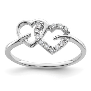 14k White Gold 1/8 carat Lab Grown Diamond VS/SI+ G+ Complete Double Heart Ring