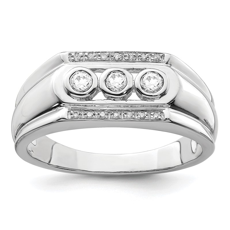 14K White Gold Lab Grown VS/SI+ G+ Dia Men's Ring
