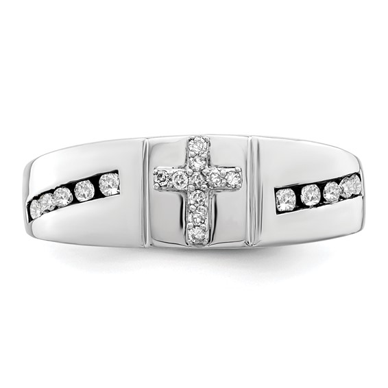 IBGoodman 14k White Gold 1/4 carat Lab Grown Diamond VS/SI+ G+ Complete Cross Men's Band
