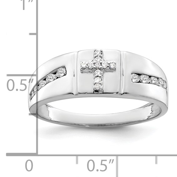 IBGoodman 14k White Gold 1/4 carat Lab Grown Diamond VS/SI+ G+ Complete Cross Men's Band