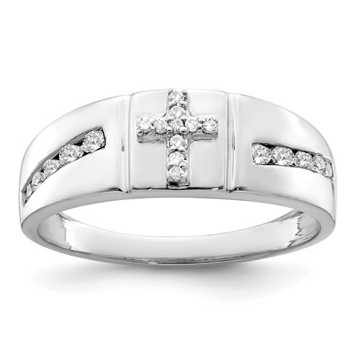 IBGoodman 14K White Gold 0.25 Carat Lab Grown Diamond VS SI+ G+ Complete Cross Men's Band