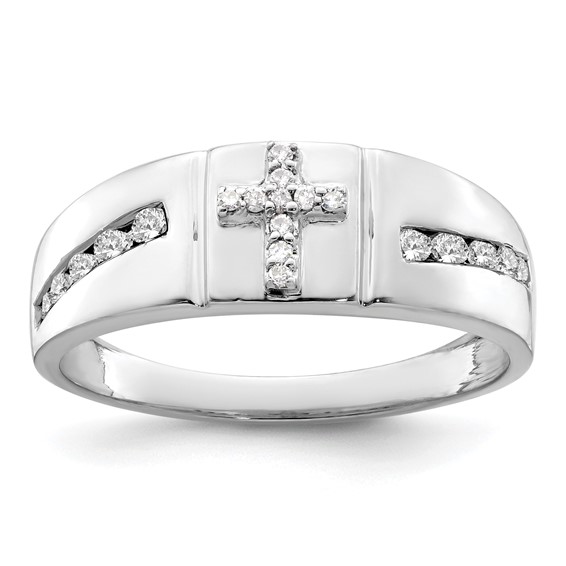 IBGoodman 14k White Gold 1/4 carat Lab Grown Diamond VS/SI+ G+ Complete Cross Men's Band
