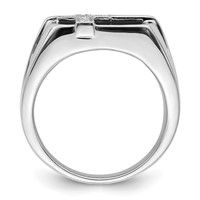 IBGoodman 14K White Gold 0.05 Carat Lab Grown Diamond VS SI+ G+ and Onyx Cross Men's Ring view 2