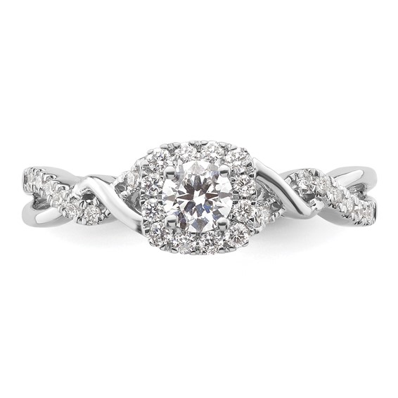 14k White Gold 1/2 carat Lab Grown Diamond VS/SI+ G+ Round Complete Bypass Engagement Ring