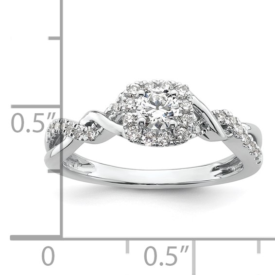 14k White Gold 1/2 carat Lab Grown Diamond VS/SI+ G+ Round Complete Bypass Engagement Ring