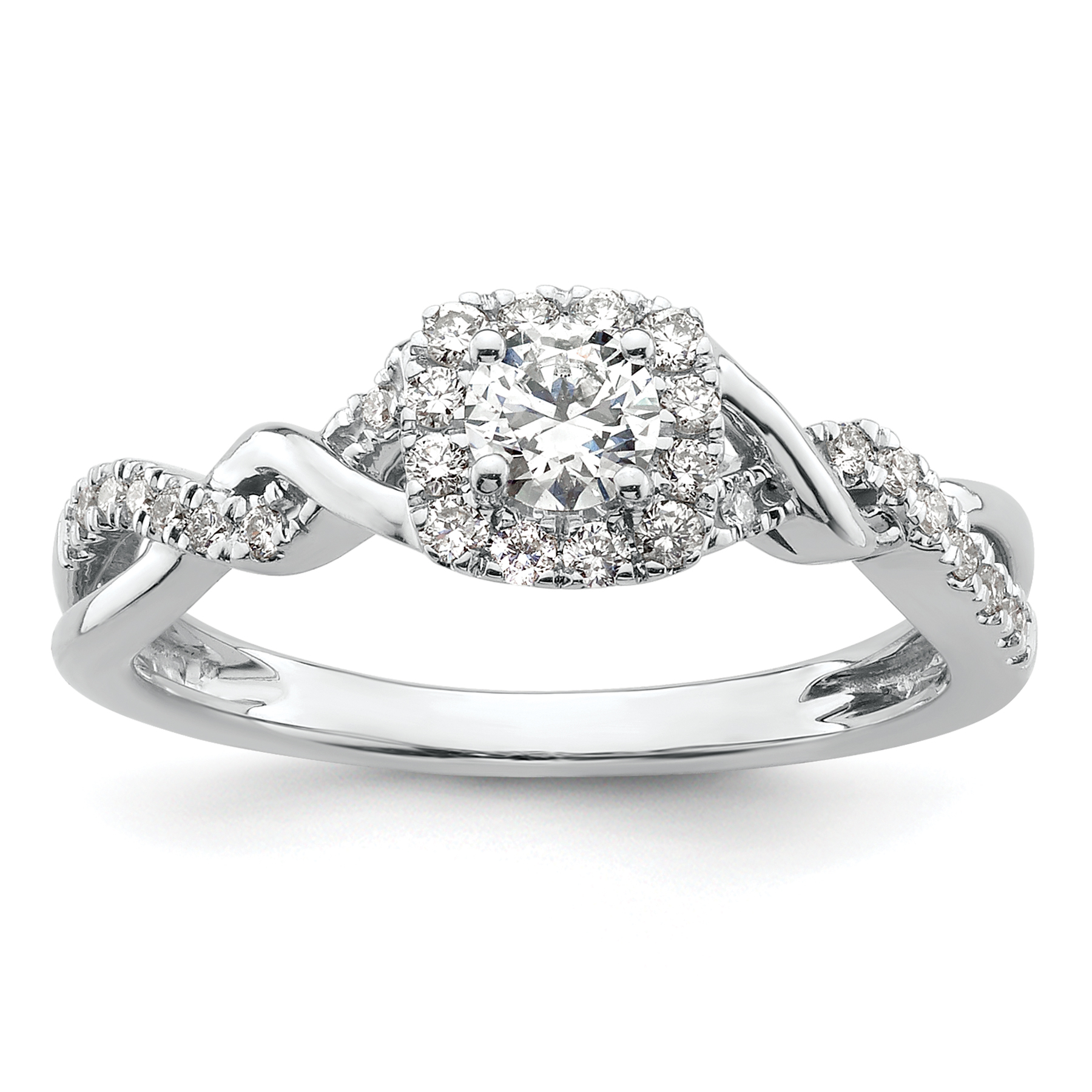 14k White Gold 1/2 carat Lab Grown Diamond VS/SI+ G+ Round Complete Bypass Engagement Ring (RM9707-047-CWLG)