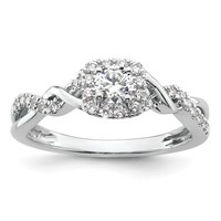 14K White Gold 0.50 Carat Lab Grown Diamond VS SI+ G+ Round Complete Bypass Engagement Ring view 1