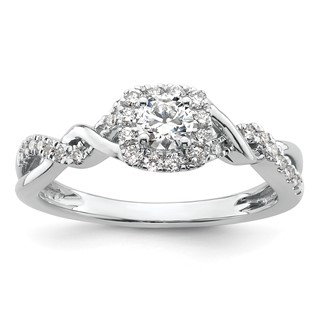 14k White Gold 1/2 carat Lab Grown Diamond VS/SI+ G+ Round Complete Bypass Engagement Ring