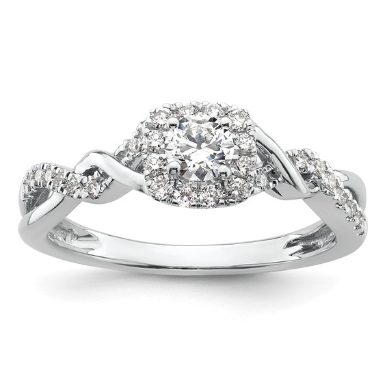 14k White Gold 1/2 carat Lab Grown Diamond VS/SI+ G+ Round Complete Bypass Engagement Ring