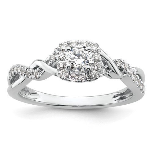 14K White Gold 0.50 Carat Lab Grown Diamond VS SI+ G+ Round Complete Bypass Engagement Ring