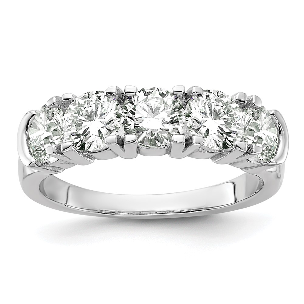 14K White Gold 1.75 Carat Lab Grown Diamond VS SI+ G+ Five Stone Complete Band