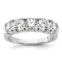 14K White Gold 1.75 Carat Lab Grown Diamond VS SI+ G+ Five Stone Complete Band view 1